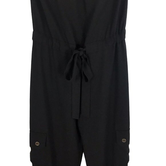 Cache Jumpsuit Romper Black Strapless Capri Cropped Cargo Pockets Y2K 90s XS - Picture 4 of 12